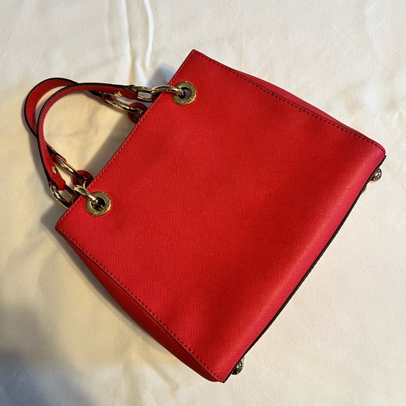 Michael Kors Cynthia Safiano Satchel in Watermelon - Picture 7 of 8
